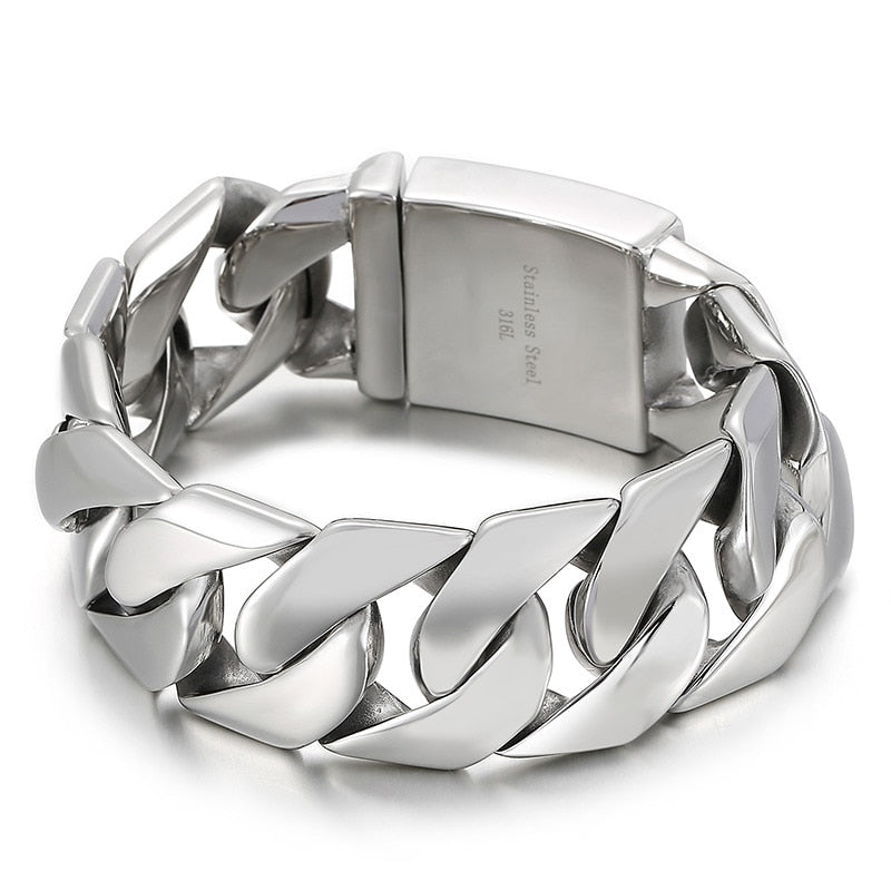 Ultra Wide Tab Closure Cuban Chain Mens Bracelet