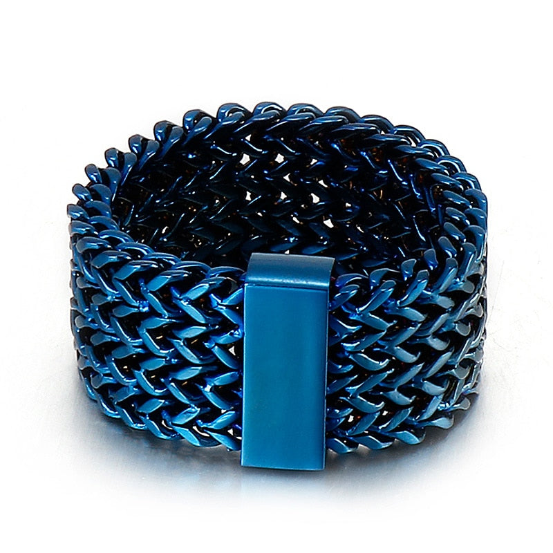 Woven Steel Chain Mail Band Ring