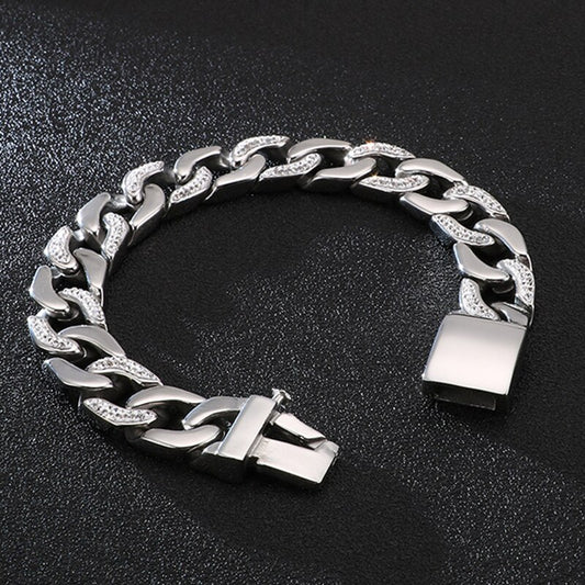 Half-Ice Cuban Link Mens Bracelet