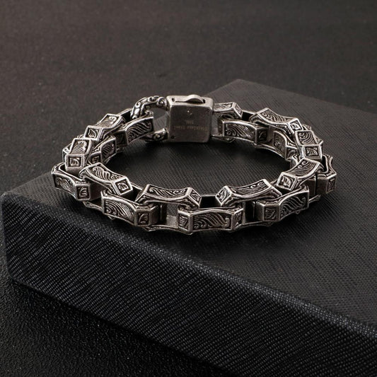 Dragon Chain Ancient Steel Mens Bracelet