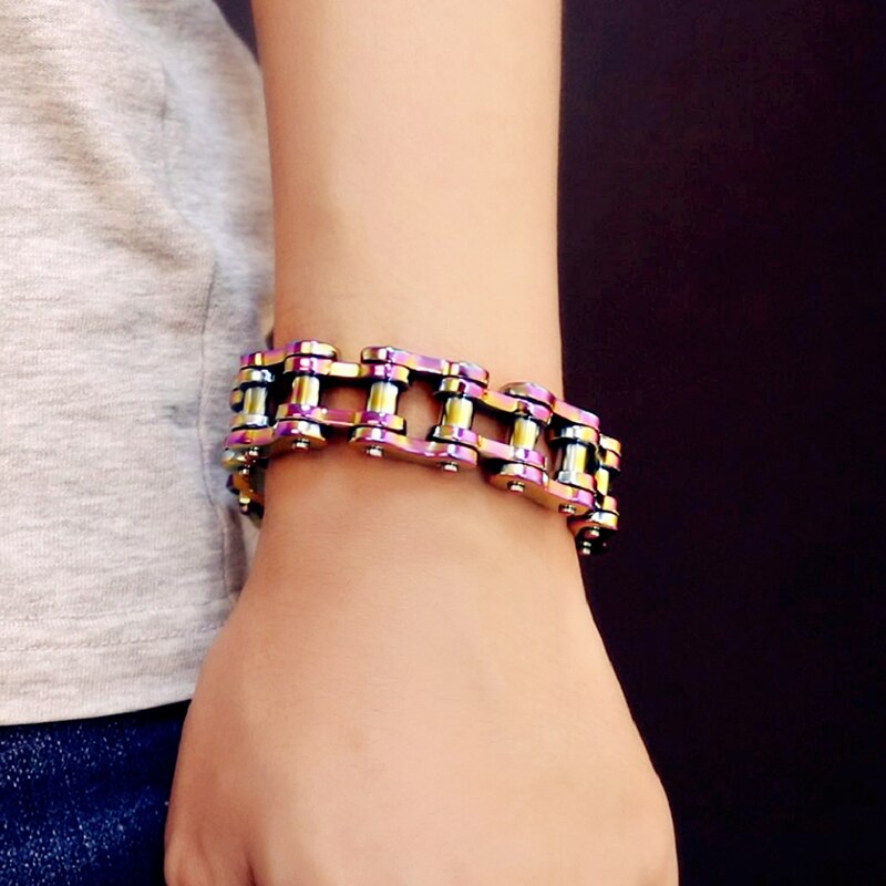 Solid Steel Biker Wide Chain Mens Bracelet