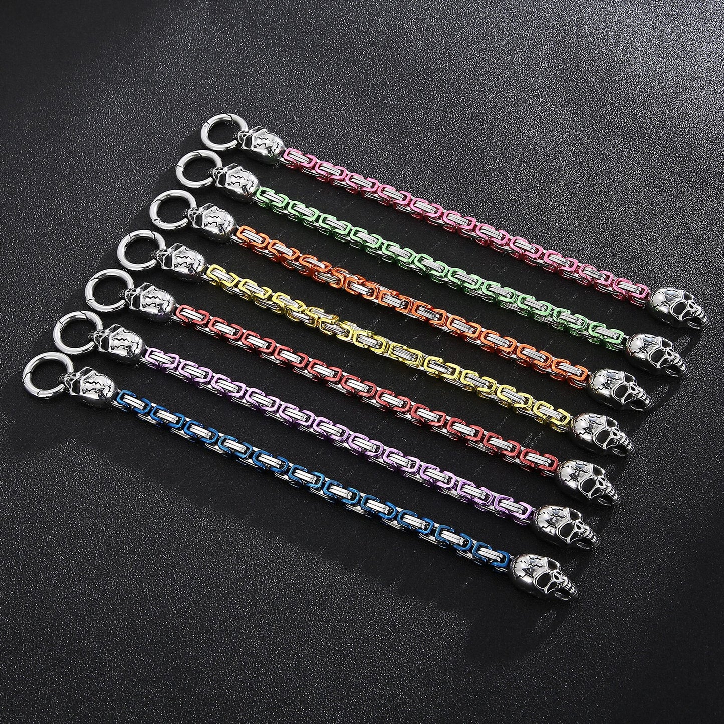 7 Colors Skull Byzantine Chain Mens Bracelet
