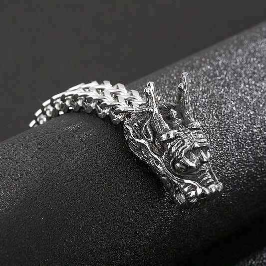 Dragon Oroboros Bite Clasp Mens Bracelet