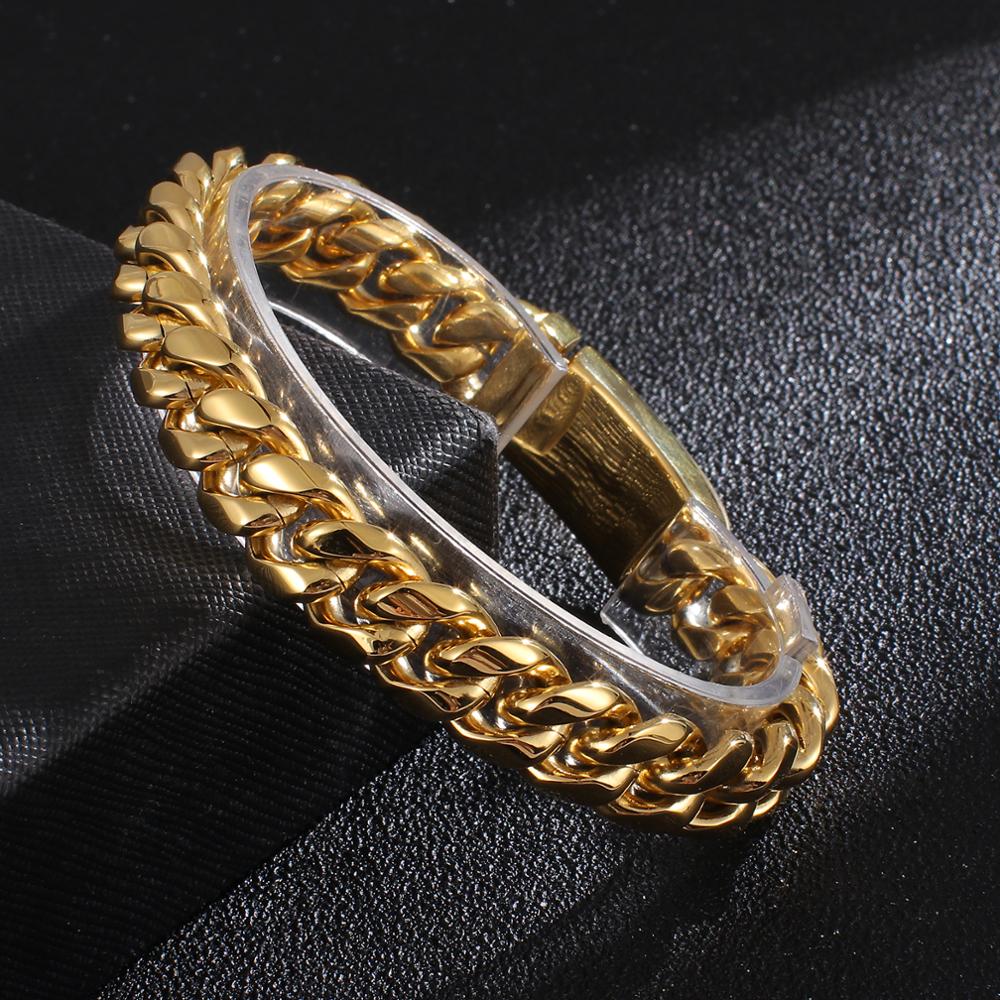 Bold and Chunky Half-Polish Cuban Link Chain Bracelet
