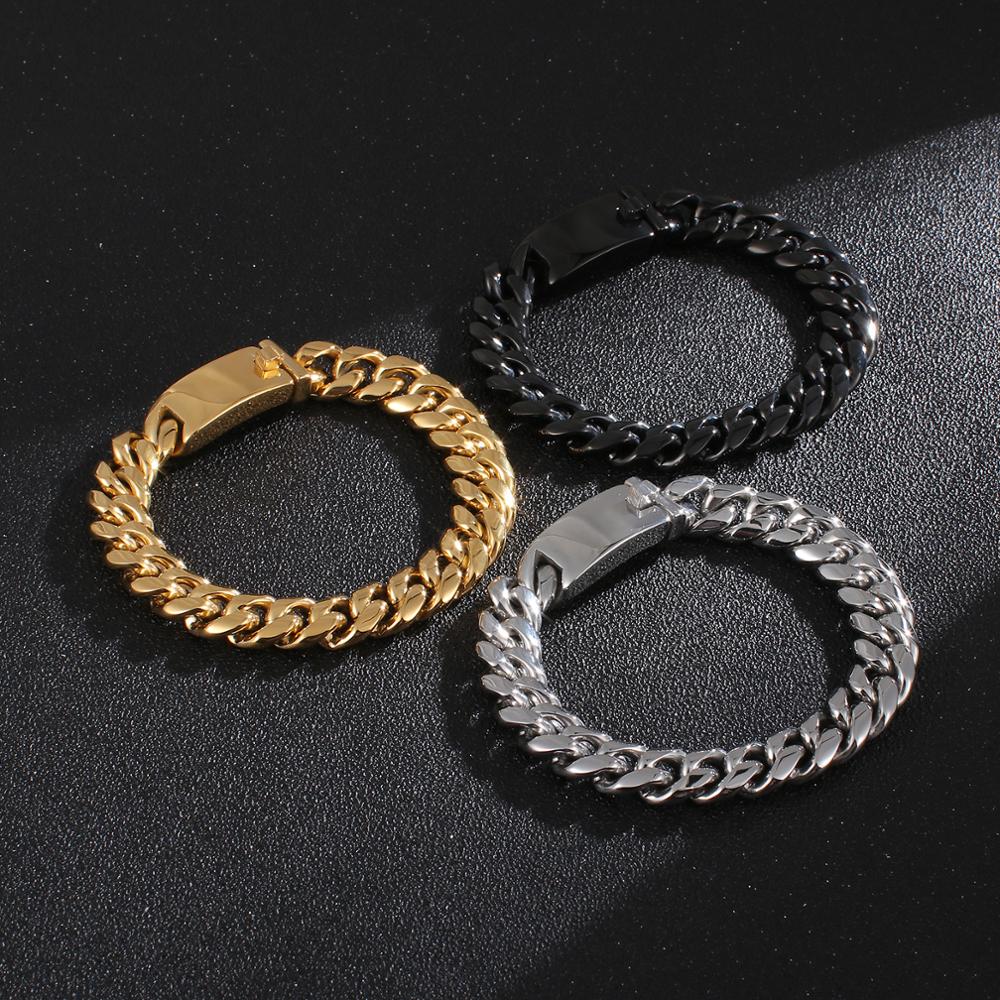 Bold and Chunky Half-Polish Cuban Link Chain Bracelet
