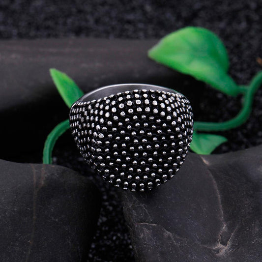 Beaded Mens Signet RIng