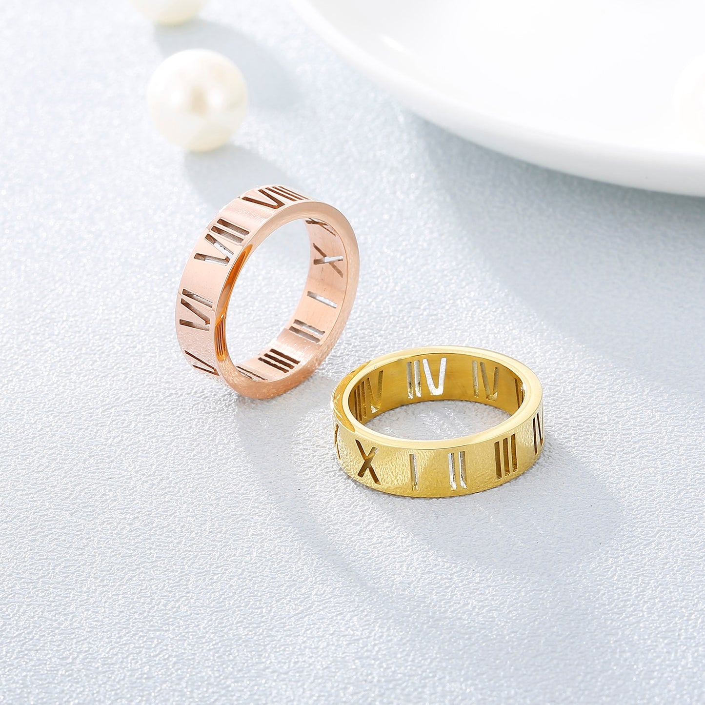 Roman Numerals Titanium Steel Ring