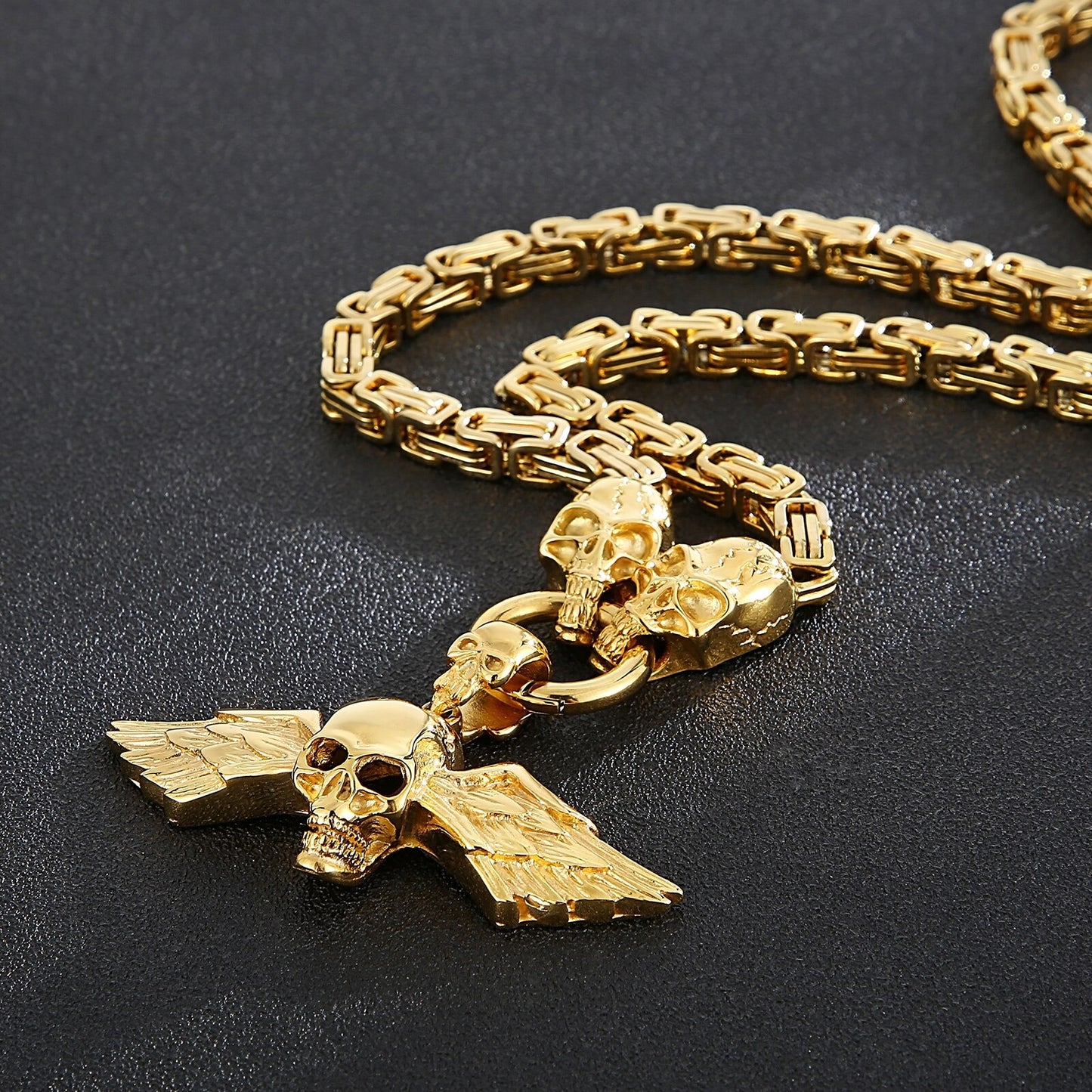Skull Byzantine Chain Box Chain King's Chain With Pendant Men's Necklace