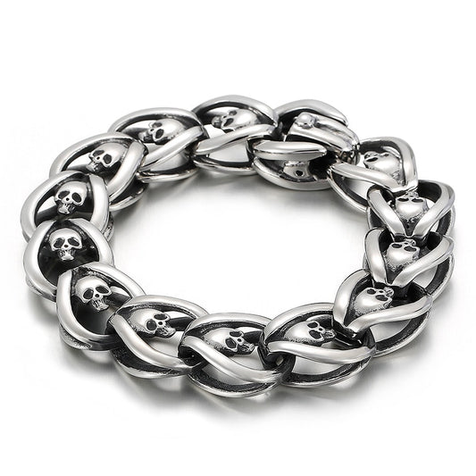 Skull Vine Chain Mens Steel Bracelet