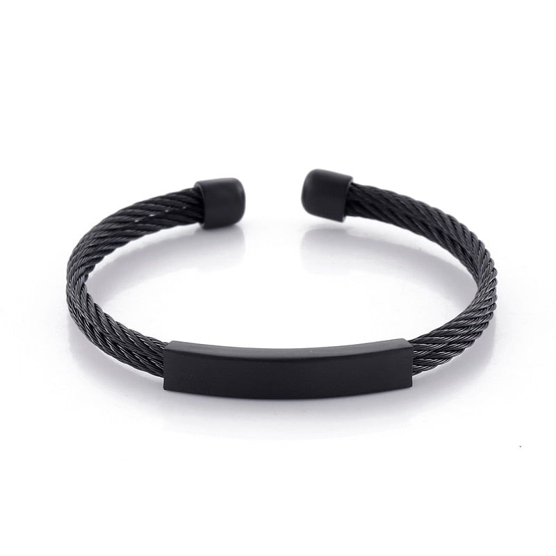 Dual Layer Woven Steel Cuff Band Bracelet
