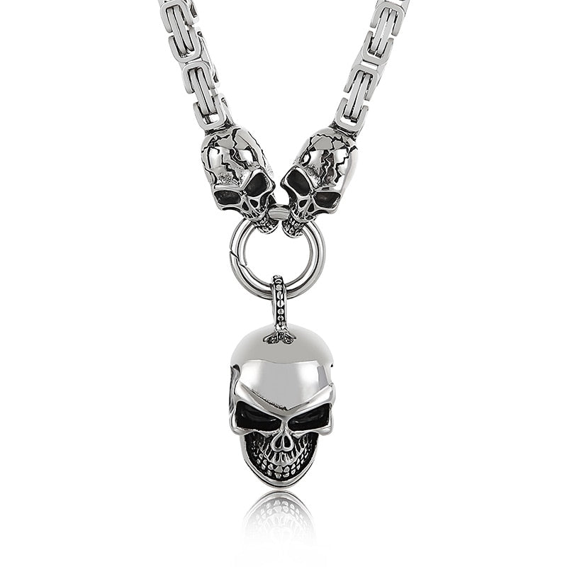 Skull Byzantine Chain Box Chain King's Chain With Pendant Men's Necklace