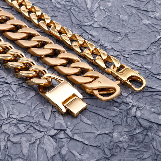 Gold Finish BroadC uban Bracelet