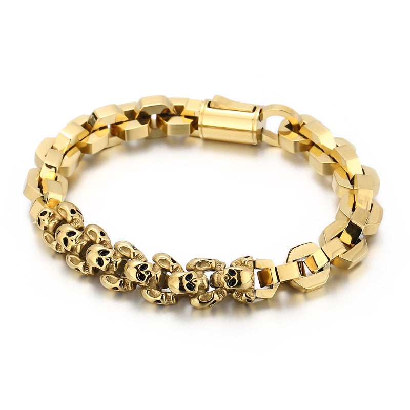 Skull and Square Chain Mens Bracelet