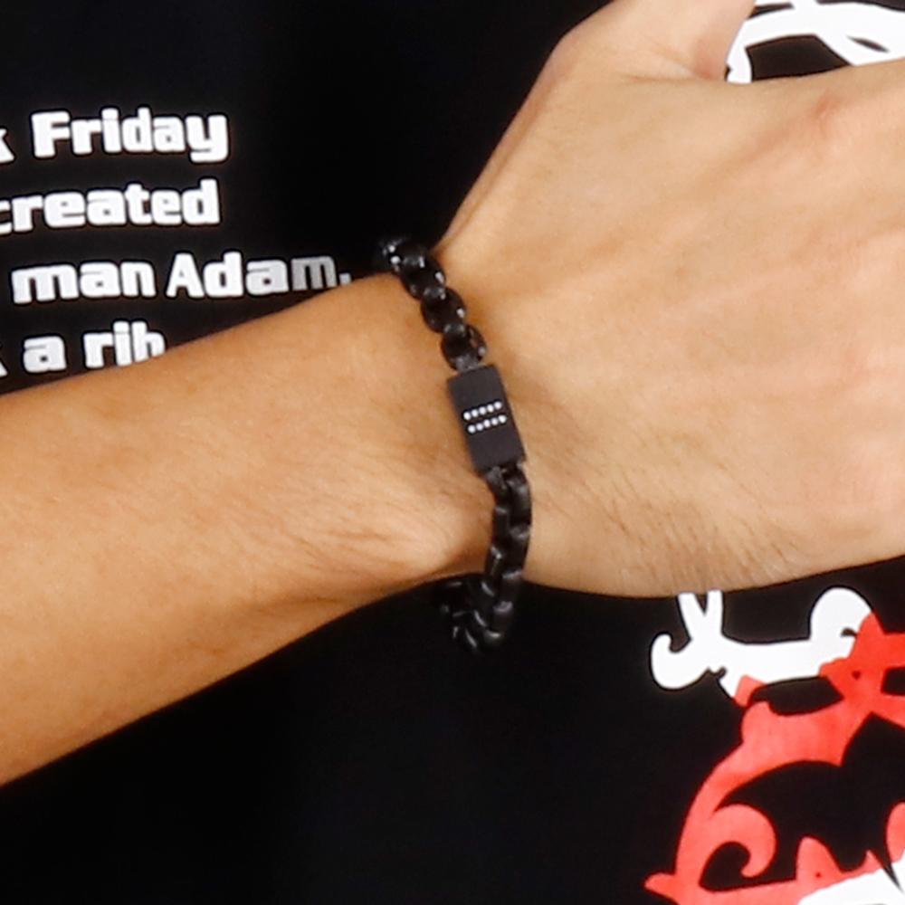 Retro Roll Chain Beaded Hip Hop Mens Bracelet