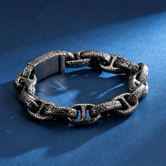 Hammered Timeworn Tab Link Bracelet