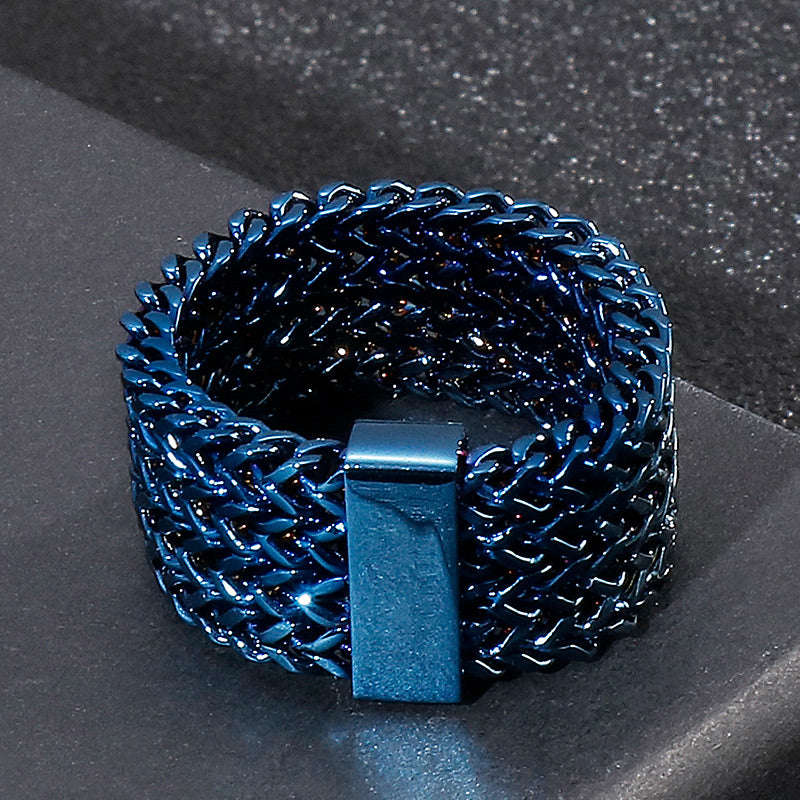 Woven Steel Chain Mail Band Ring