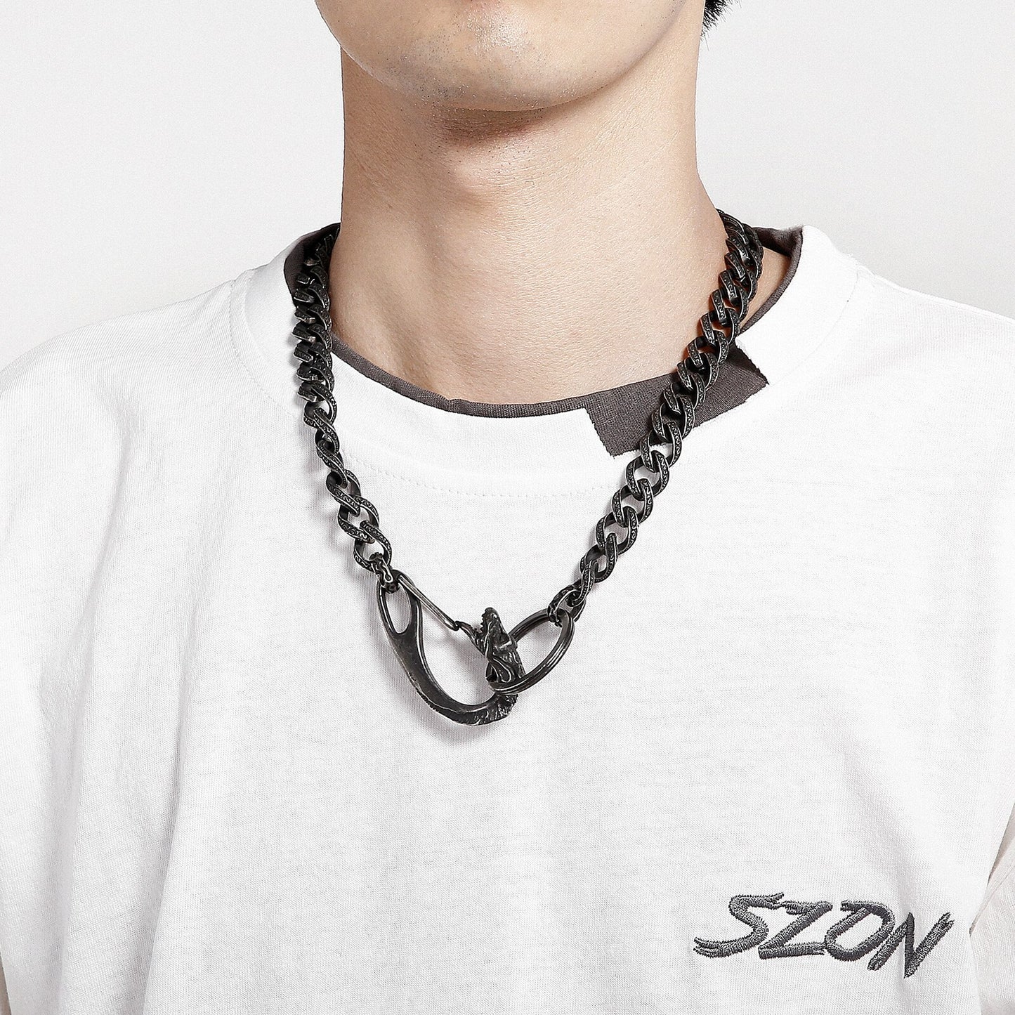 Clasp Dragon Charm Necklace