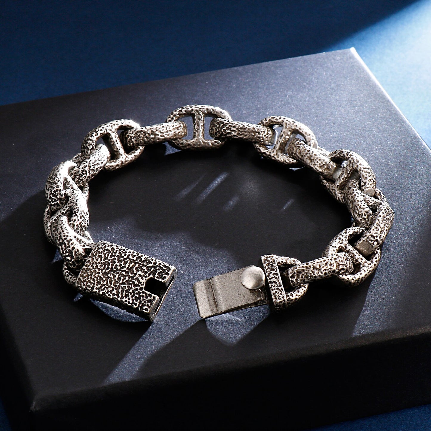 Hammered Timeworn Tab Link Bracelet