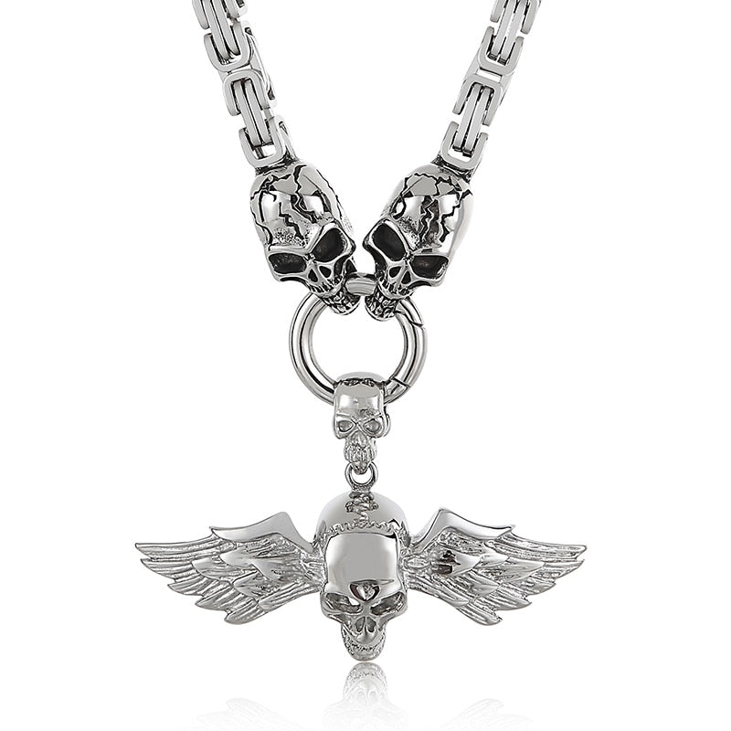 Skull Byzantine Chain Box Chain King's Chain With Pendant Men's Necklace