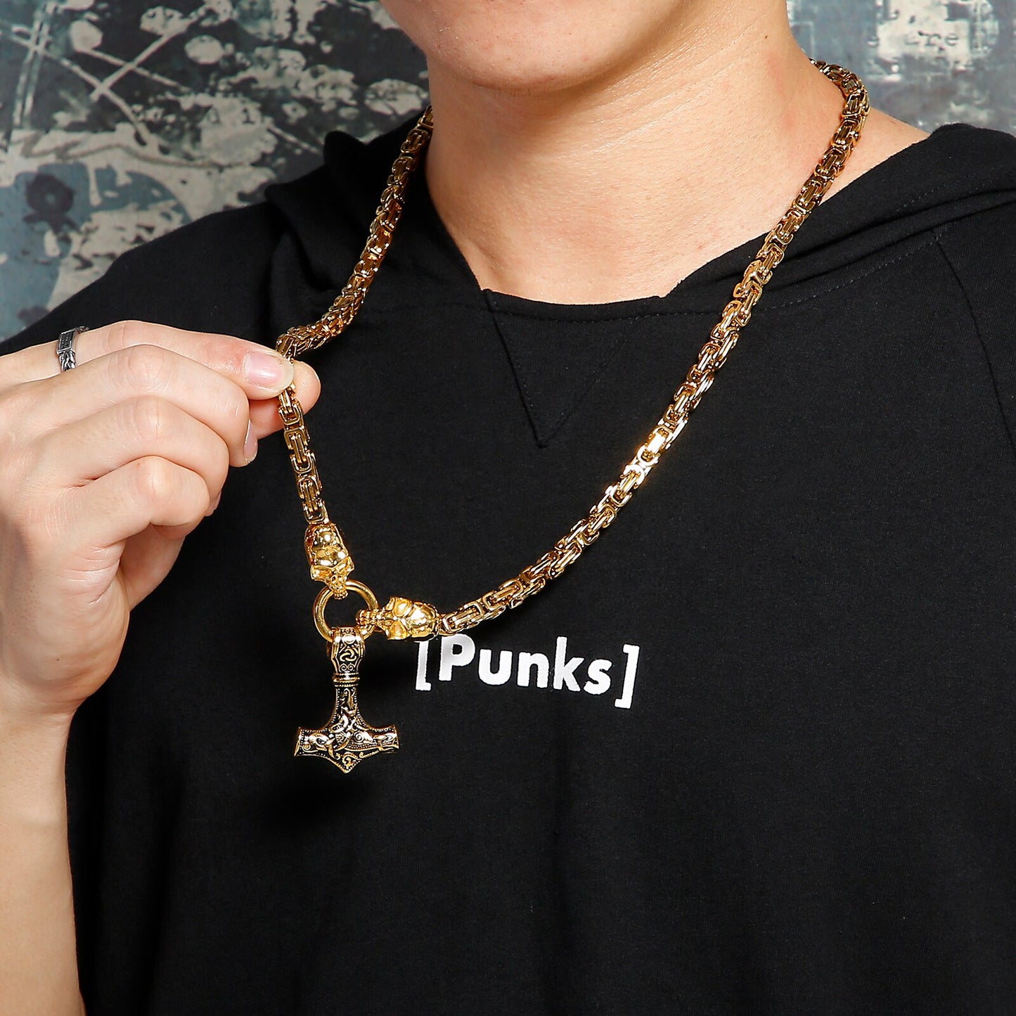 Skull Byzantine Chain Box Chain King's Chain With Pendant Men's Necklace