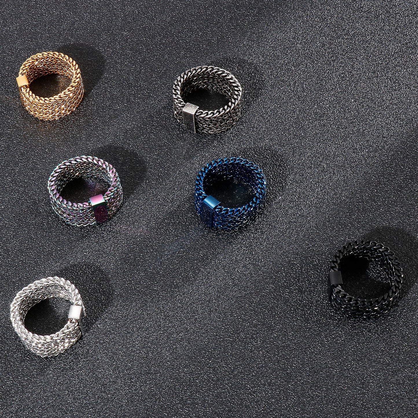 Woven Steel Chain Mail Band Ring