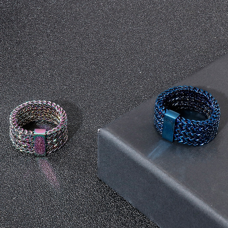 Woven Steel Chain Mail Band Ring