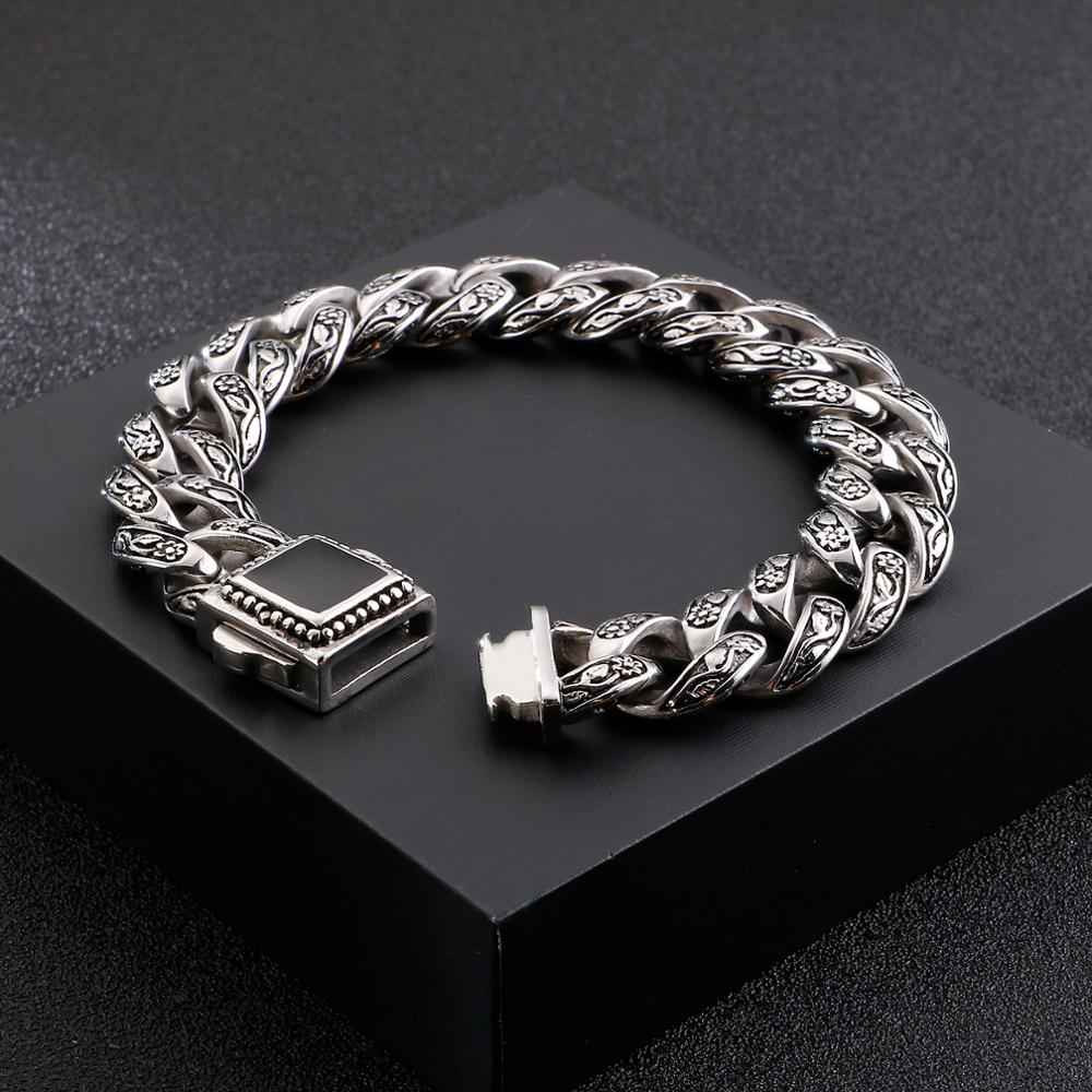 Vintage Gothic Style Male Bracelet Stainless Steel Black Clasp Charm Lucky Friendship Bracelets Armband Men Fashion