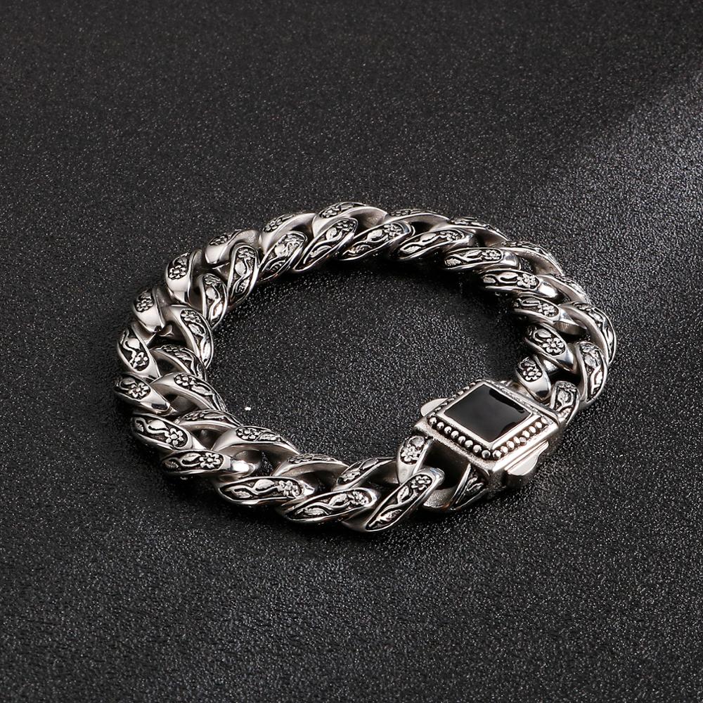Vintage Gothic Style Male Bracelet Stainless Steel Black Clasp Charm Lucky Friendship Bracelets Armband Men Fashion