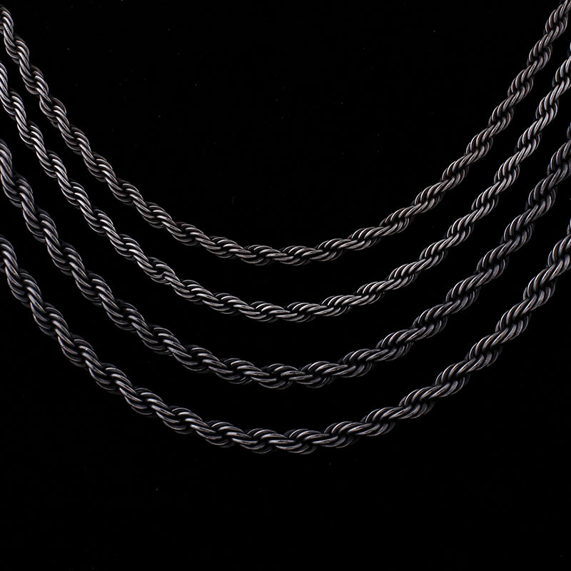 Gunmetal Twisted Rope Chain Necklace