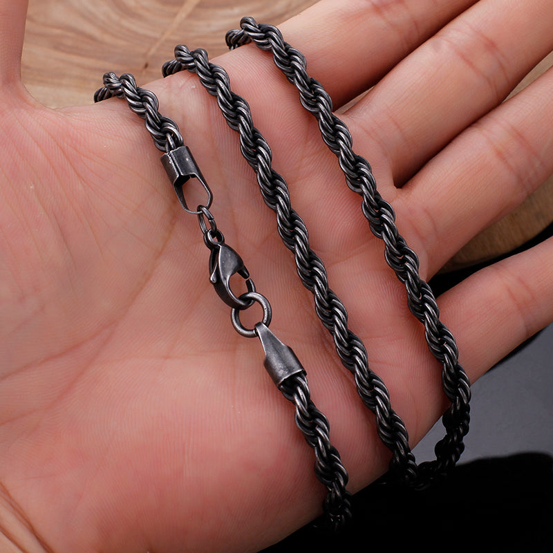 Gunmetal Twisted Rope Chain Necklace