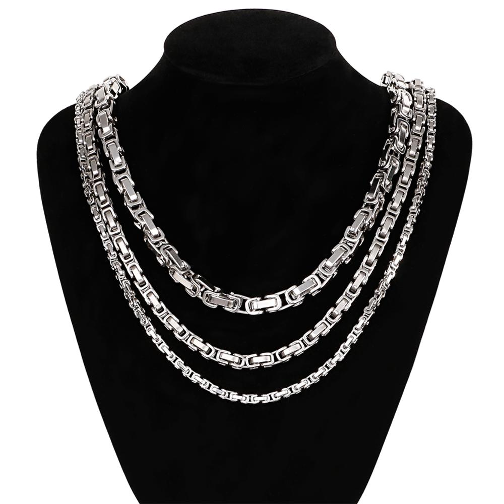 Brushed Steel Byzantine Chain Necklace