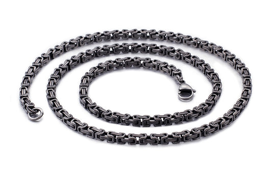 Gunmetal Geometric Square Link Chain Necklace