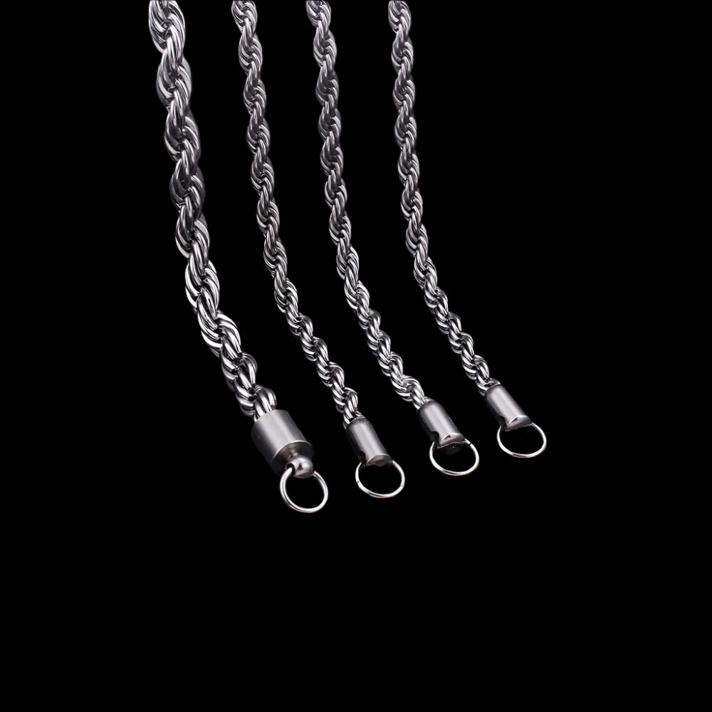 Antique Silver Color Twisted Singapore Snake Chain
