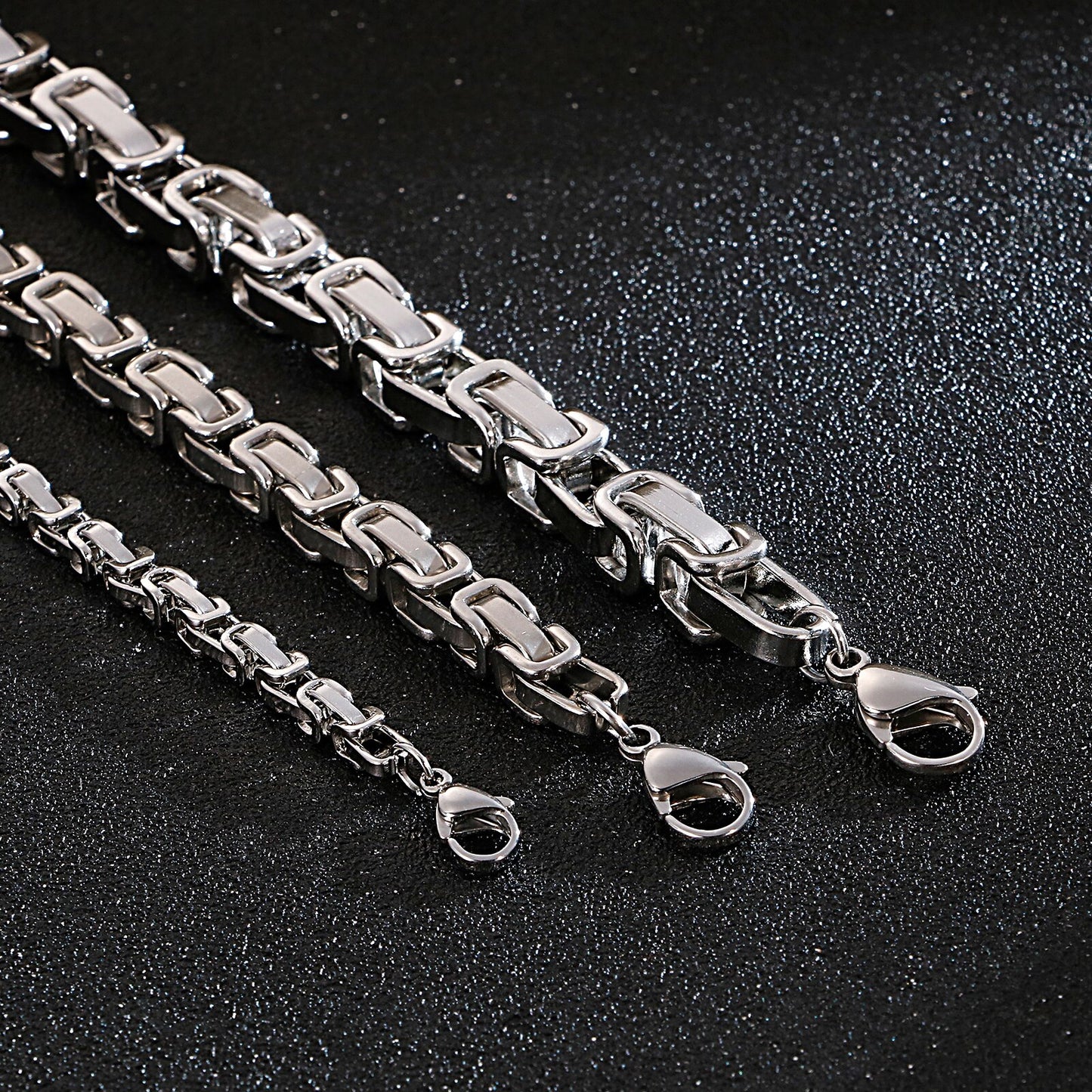 Brushed Steel Byzantine Chain Necklace