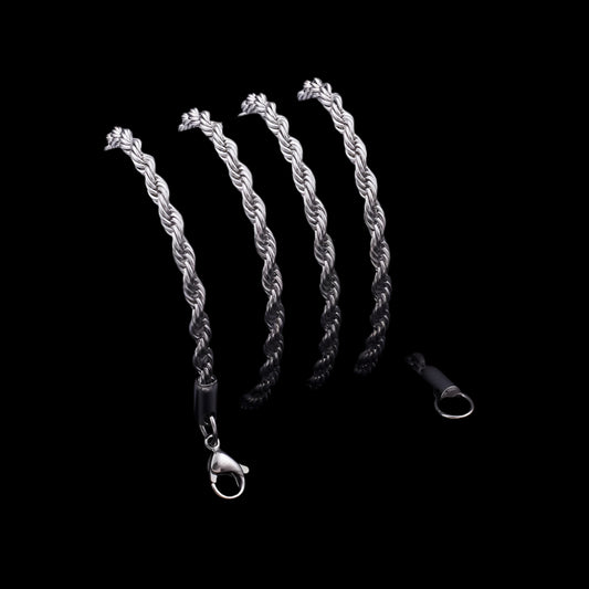 Antique Silver Color Twisted Singapore Snake Chain