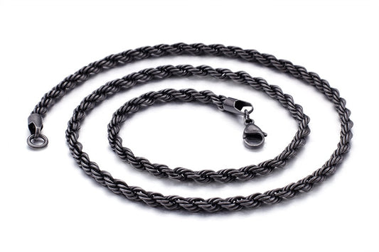 Gunmetal Twisted Rope Chain Necklace