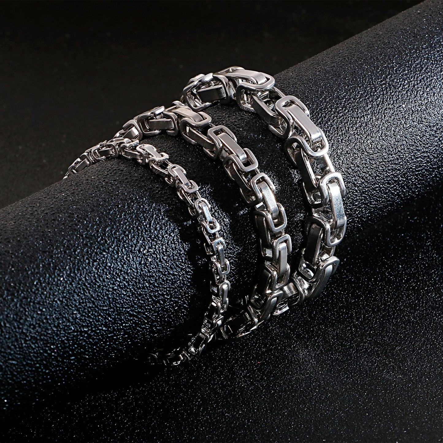 Brushed Steel Byzantine Chain Necklace