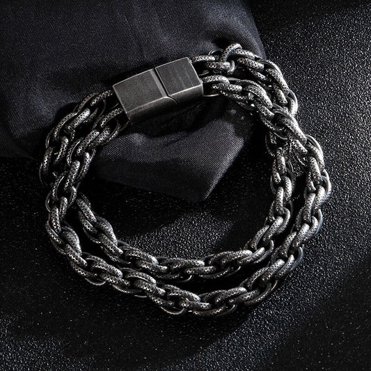 Contrast Chain Two Strand Gunmetal Black Bracelet