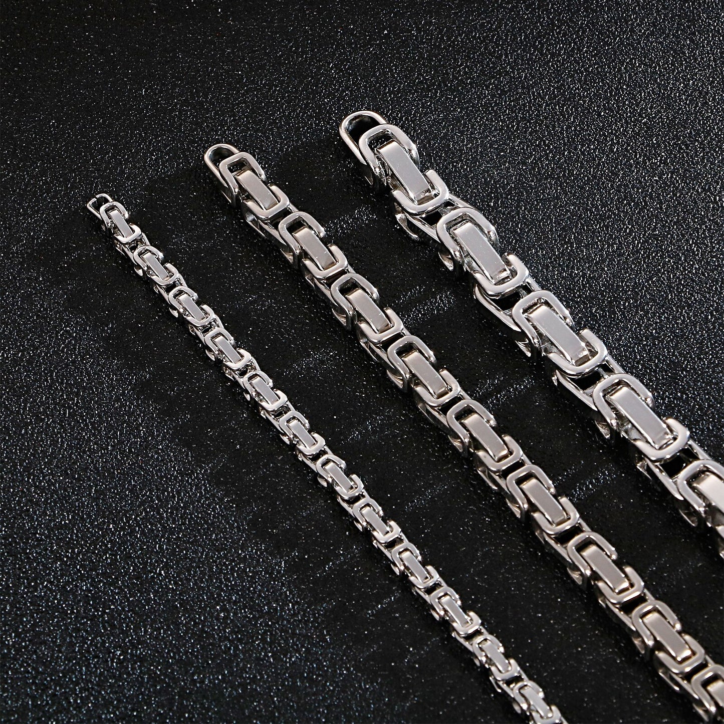 Brushed Steel Byzantine Chain Necklace