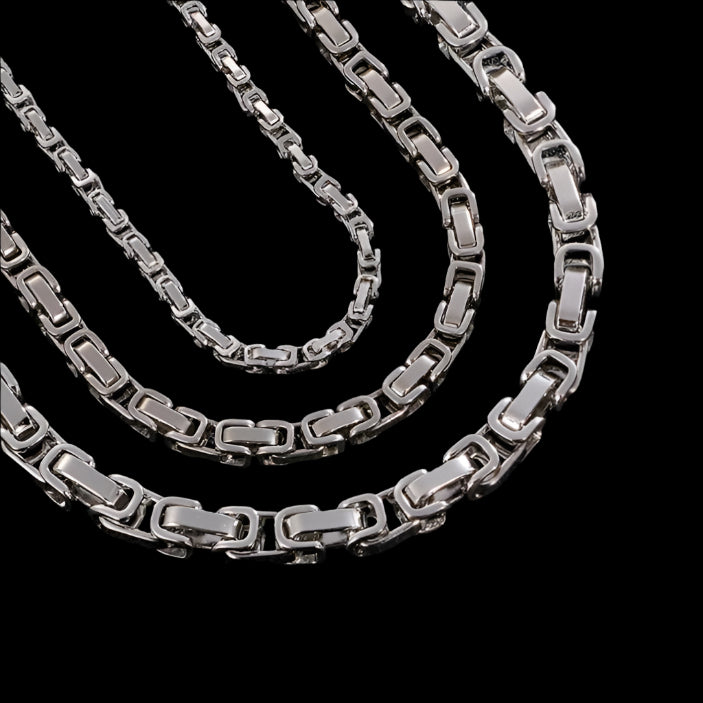 Brushed Steel Byzantine Chain Necklace