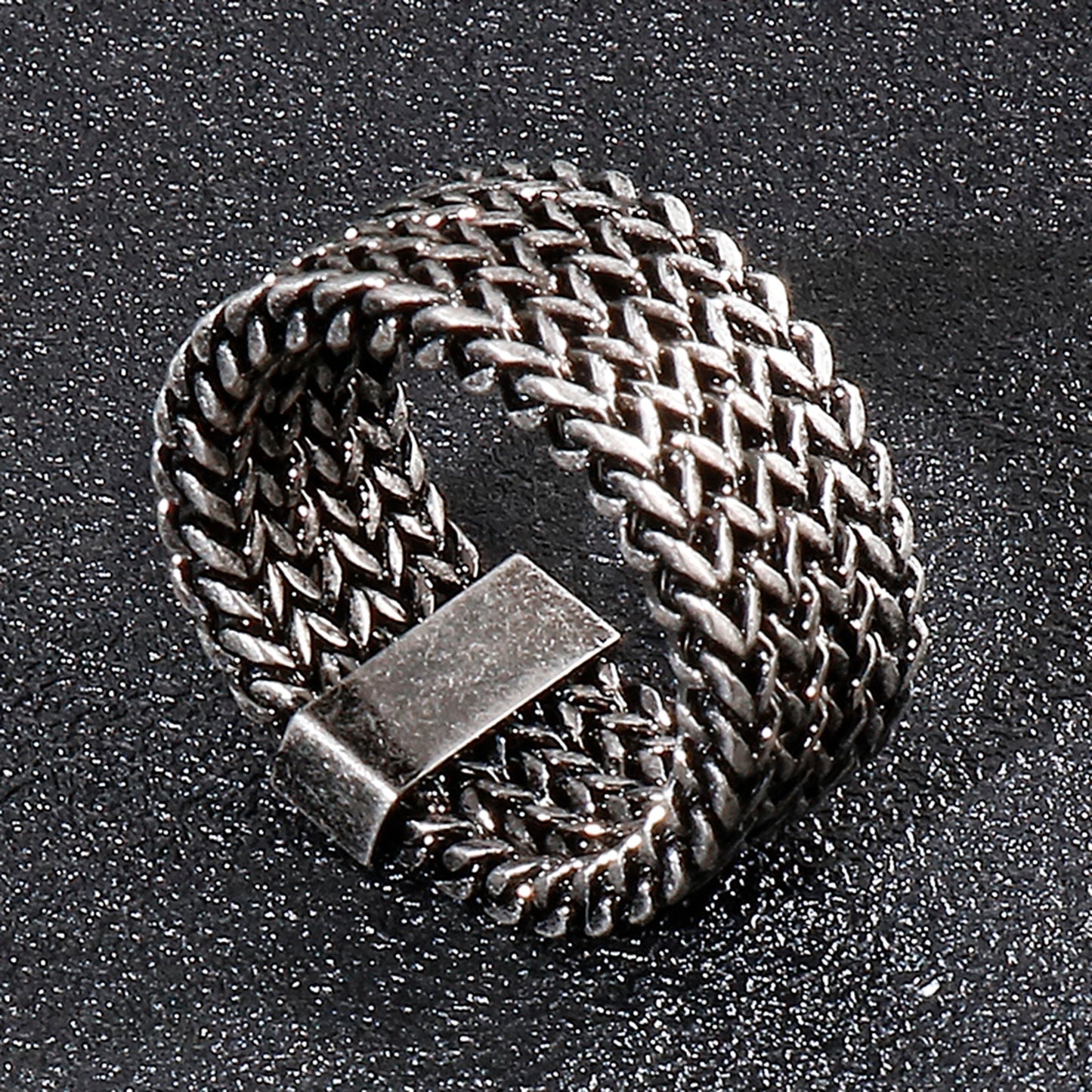 Woven Steel Chain Mail Band Ring