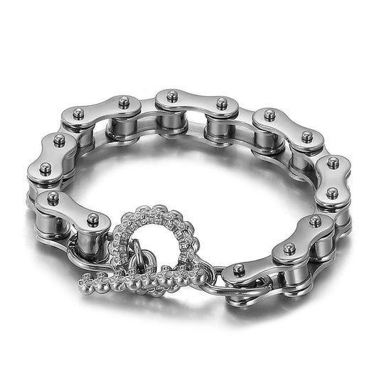 Bicycle Chain and Gear Steel Bracelet