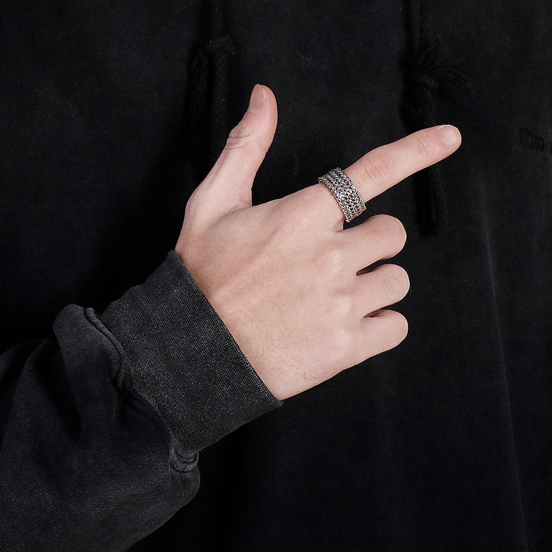 Woven Steel Chain Mail Band Ring