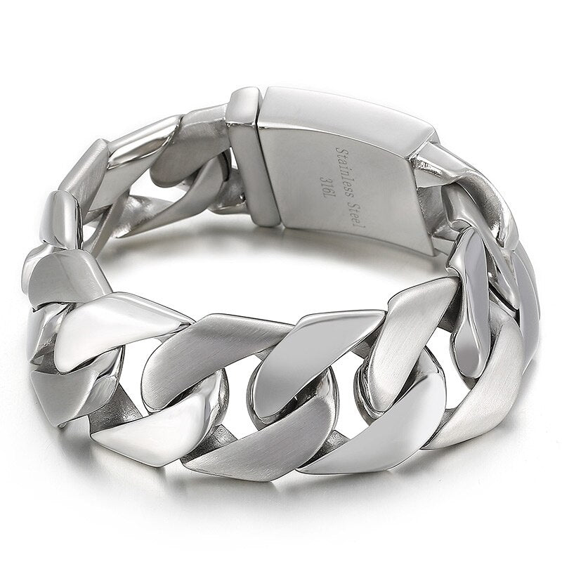 Ultra Wide Tab Closure Cuban Chain Mens Bracelet