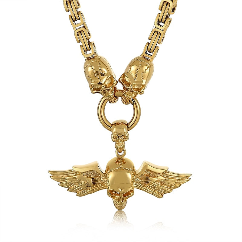 Skull Byzantine Chain Box Chain King's Chain With Pendant Men's Necklace