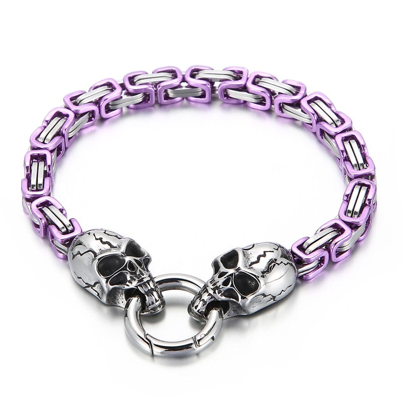 7 Colors Skull Byzantine Chain Mens Bracelet