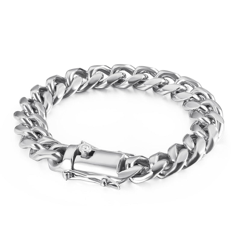 Zircon Secure Clasp Latch Cuban Chain Bracelet