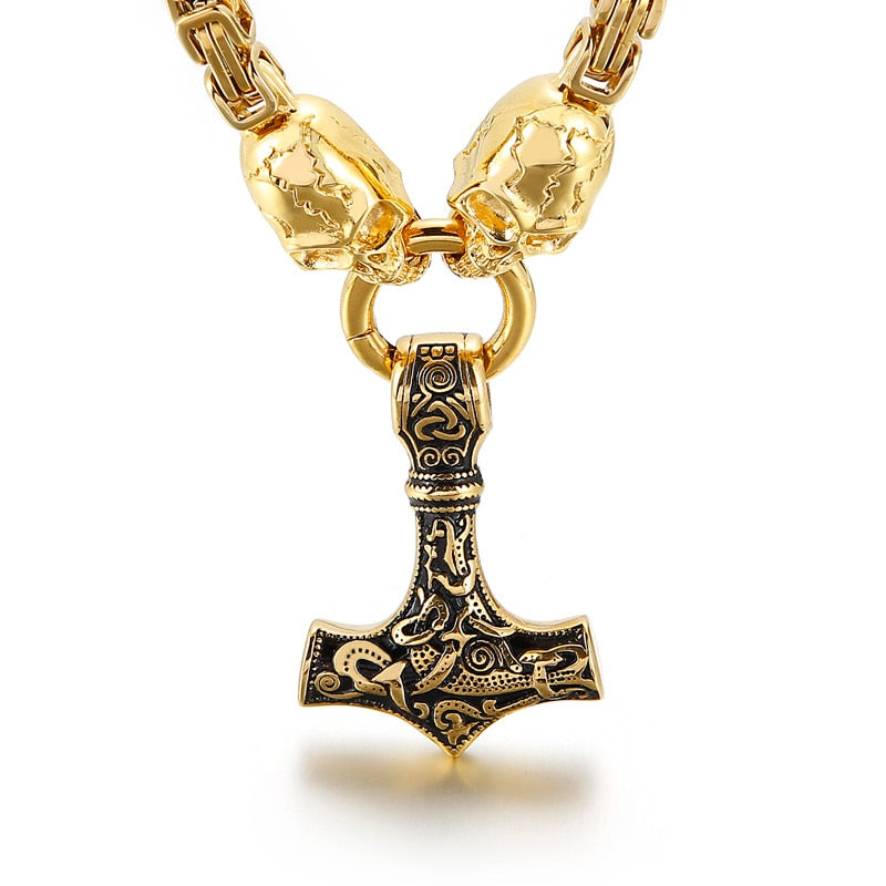 Skull Byzantine Chain Box Chain King's Chain With Pendant Men's Necklace