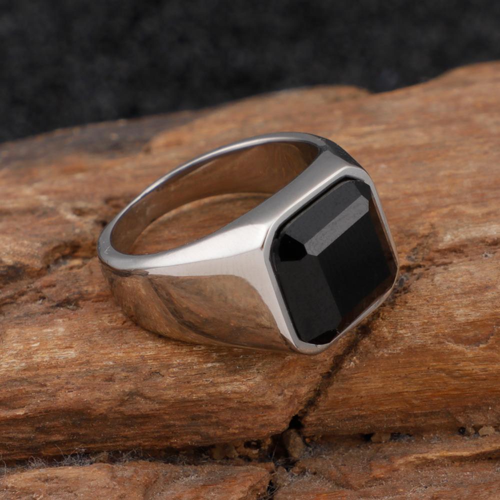 Square Obsidian Signet Ring