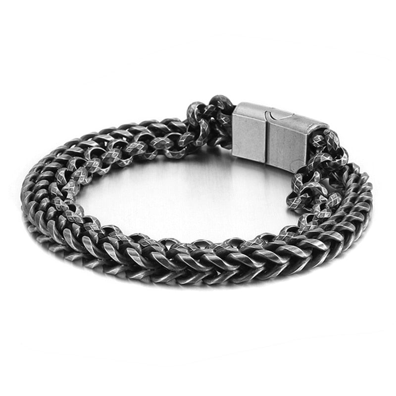 Ancient Smith Dual Layer Box Chain Mens Bracelet